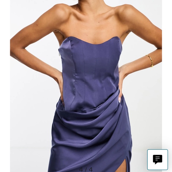 Blue ASOS satin strapless dress from Nordstrom - Picture 2 of 4